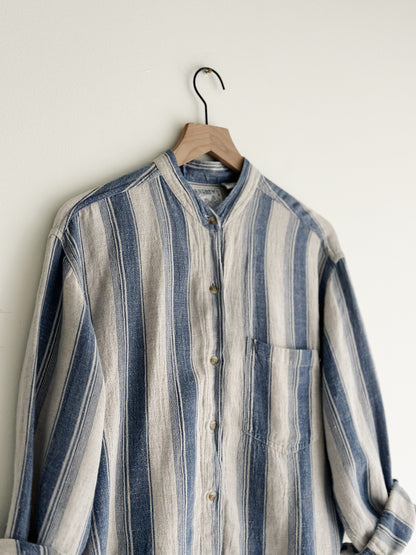 vintage striped linen blend shirt (M)
