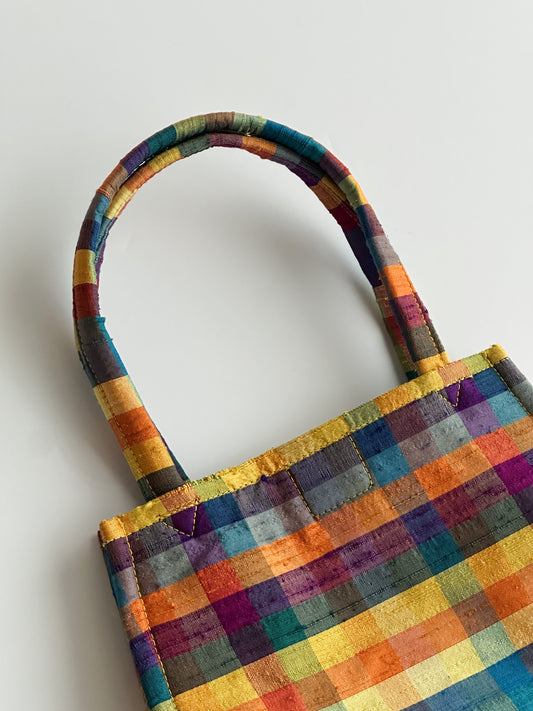 vintage silk plaid mini purse