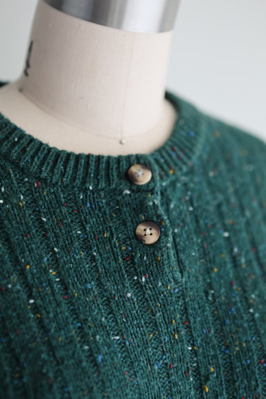 vintage spruce green ribbed sweater (S)