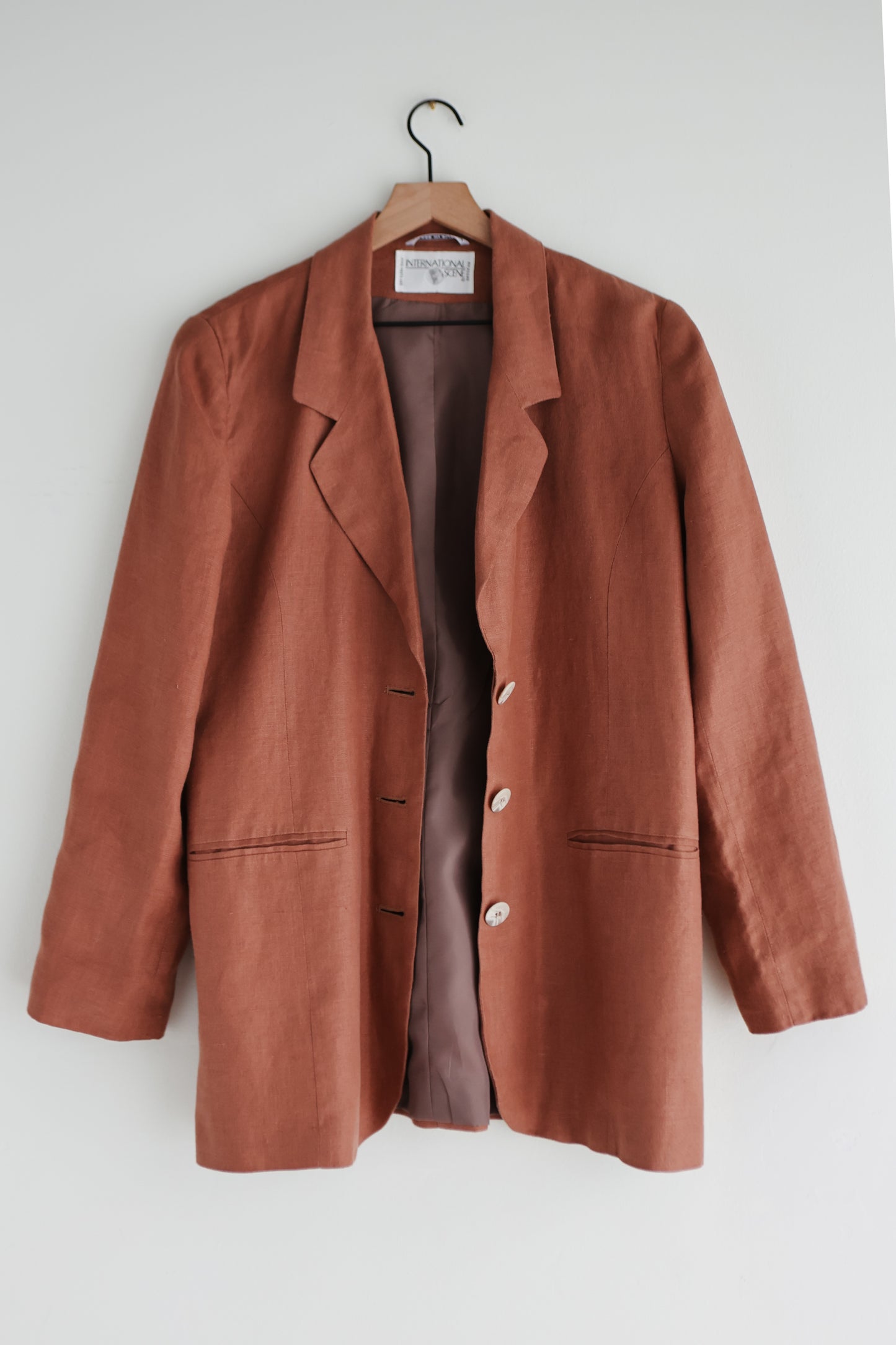 vintage terra cotta linen blazer (M)