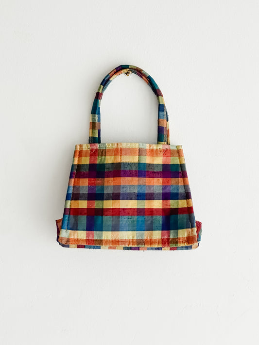 vintage silk plaid mini purse