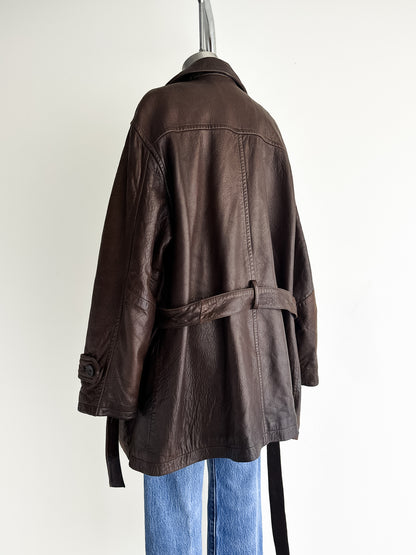 vintage butter soft leather coat (M/L)