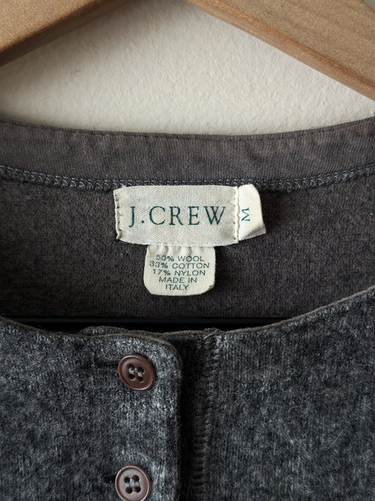 vintage J Crew heather grey henley wool knit (S)
