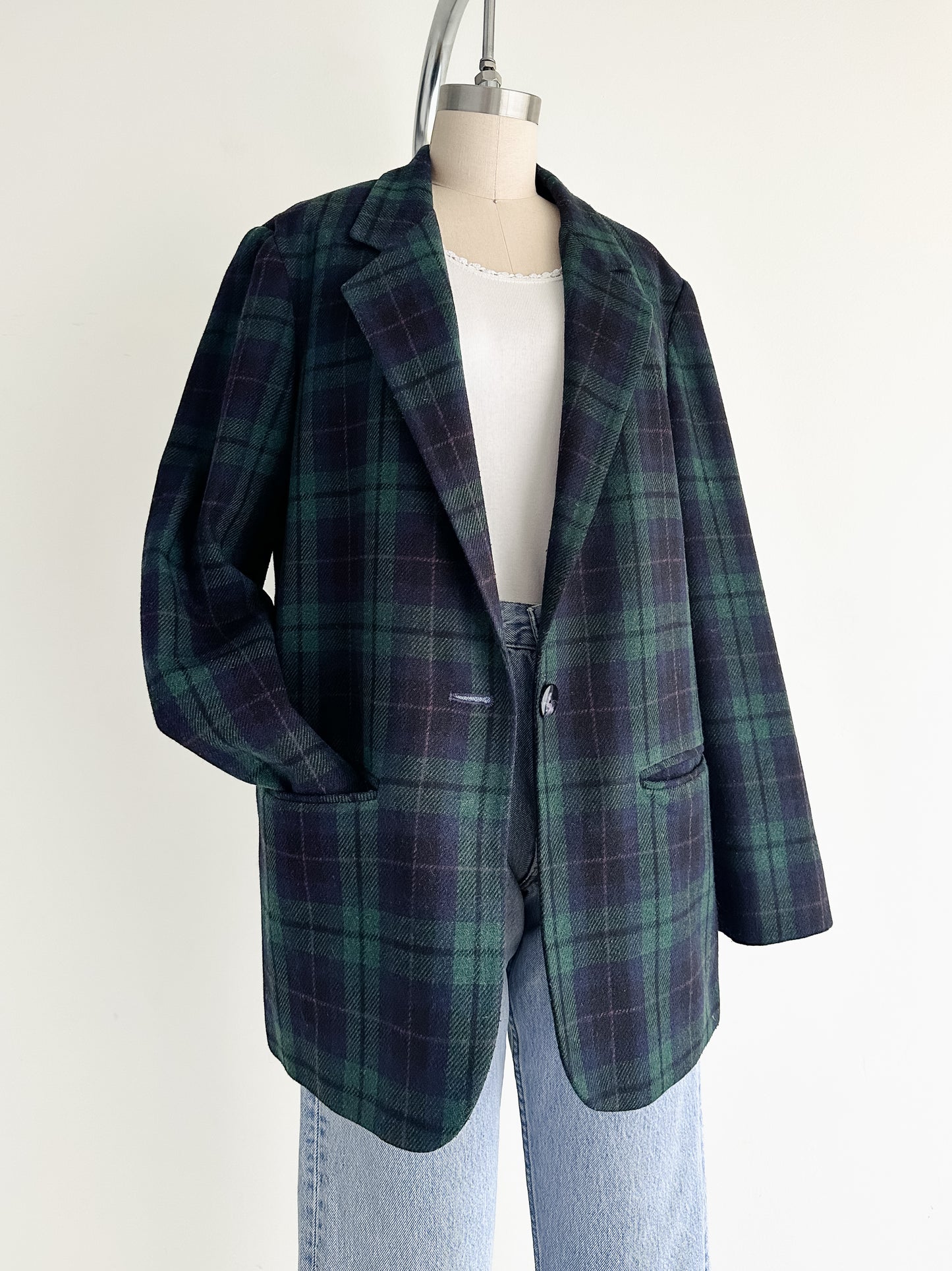 vintage tartan plaid wool blazer (M)