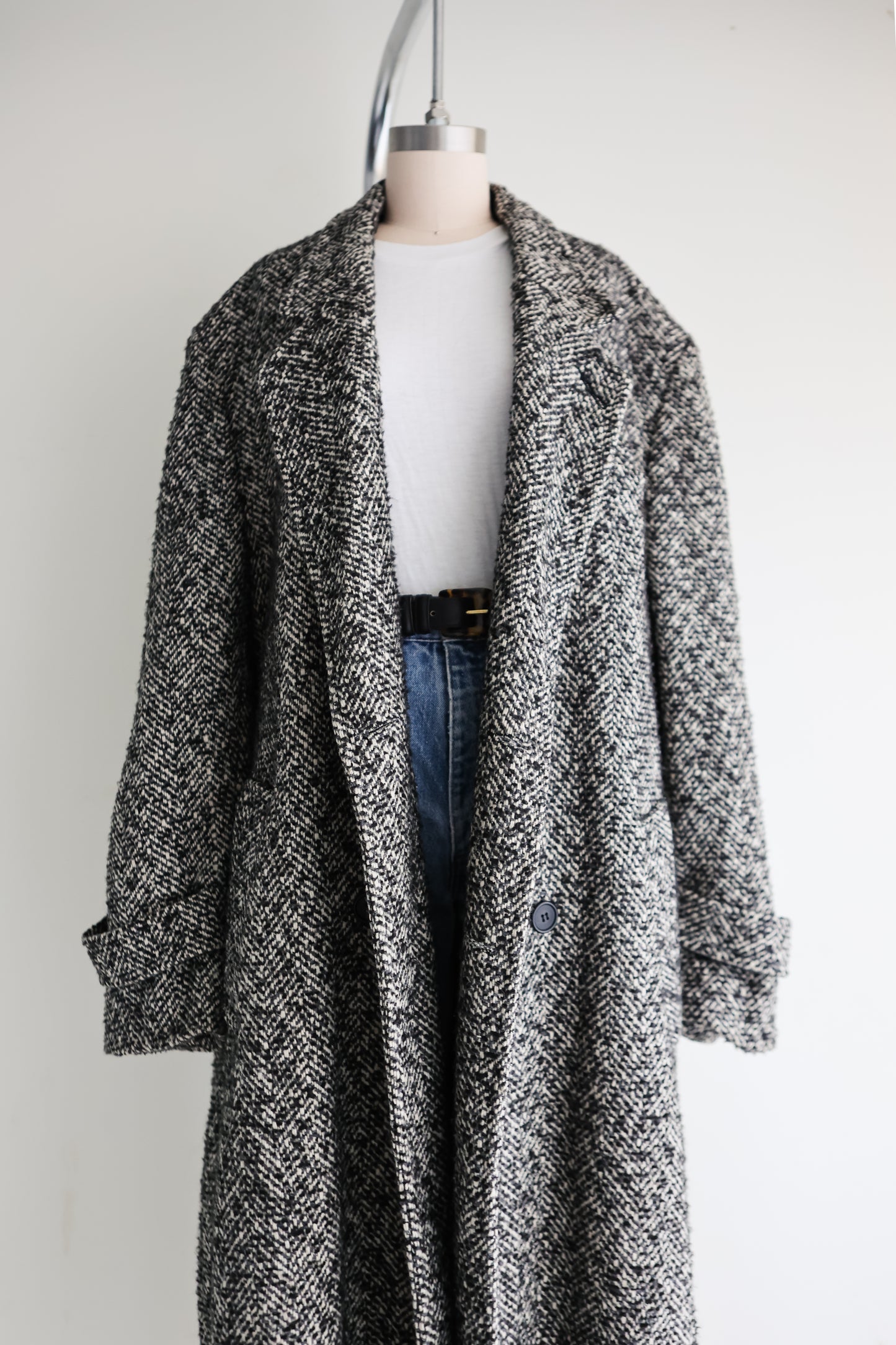 vintage tweed wool coat (L)