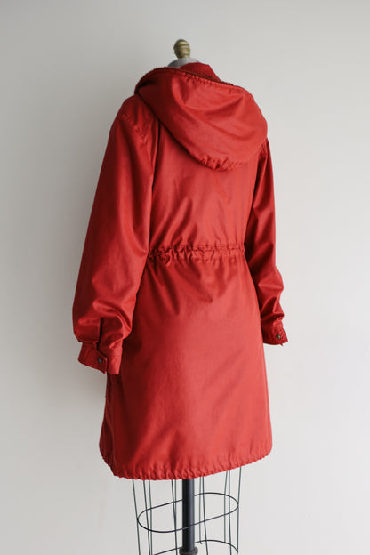 vintage brick red hooded jacket (S)