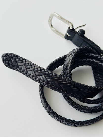 vintage black braided leather belt (S-M)