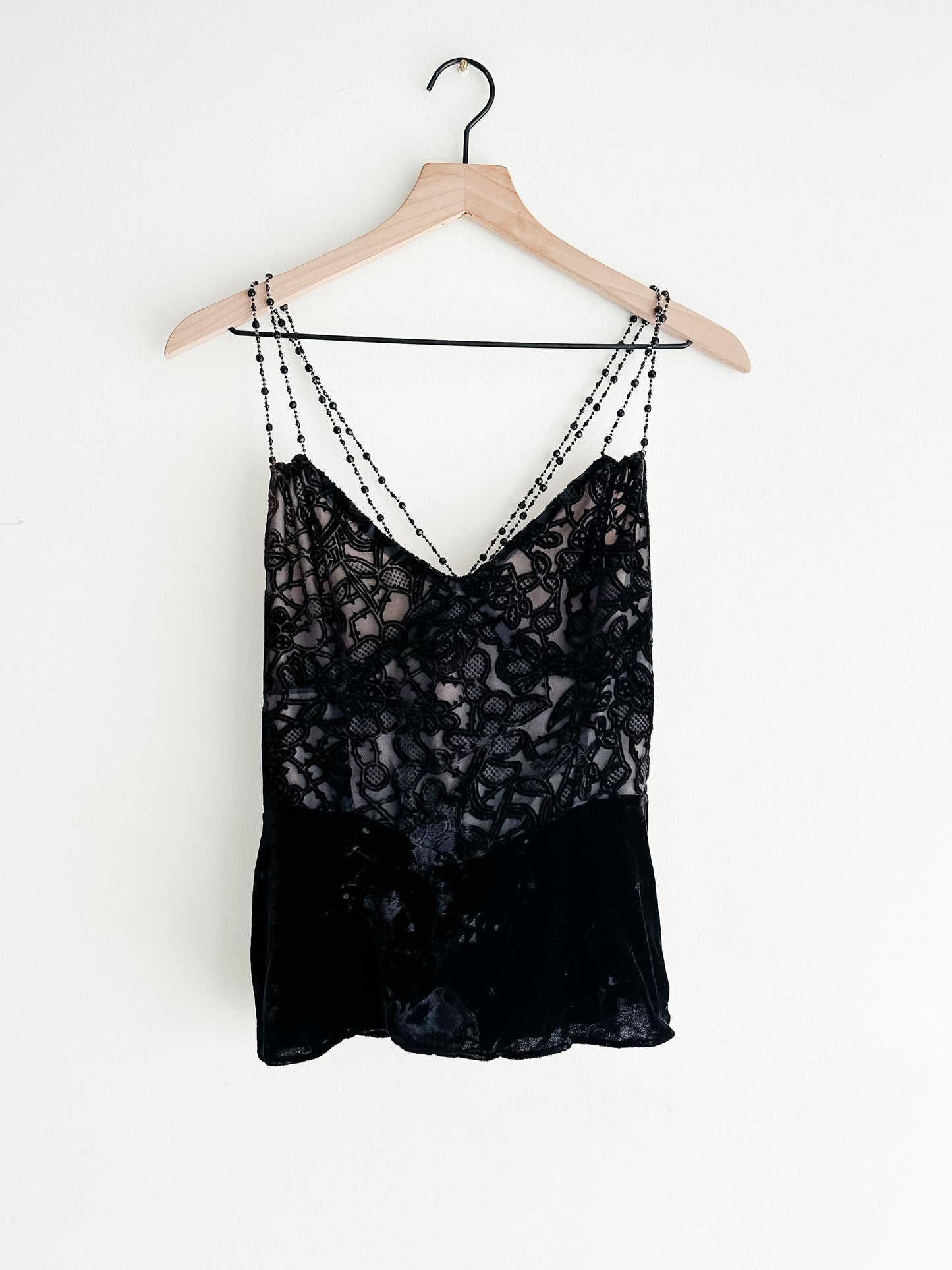 vintage black velvet camisole (S)