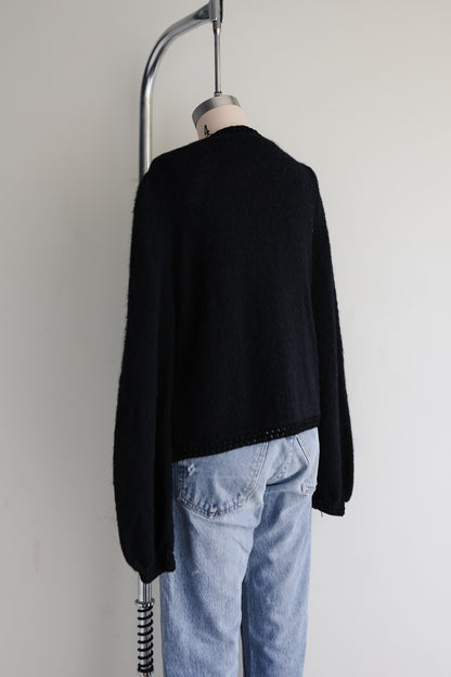 vintage black mohair knit cardigan (M)