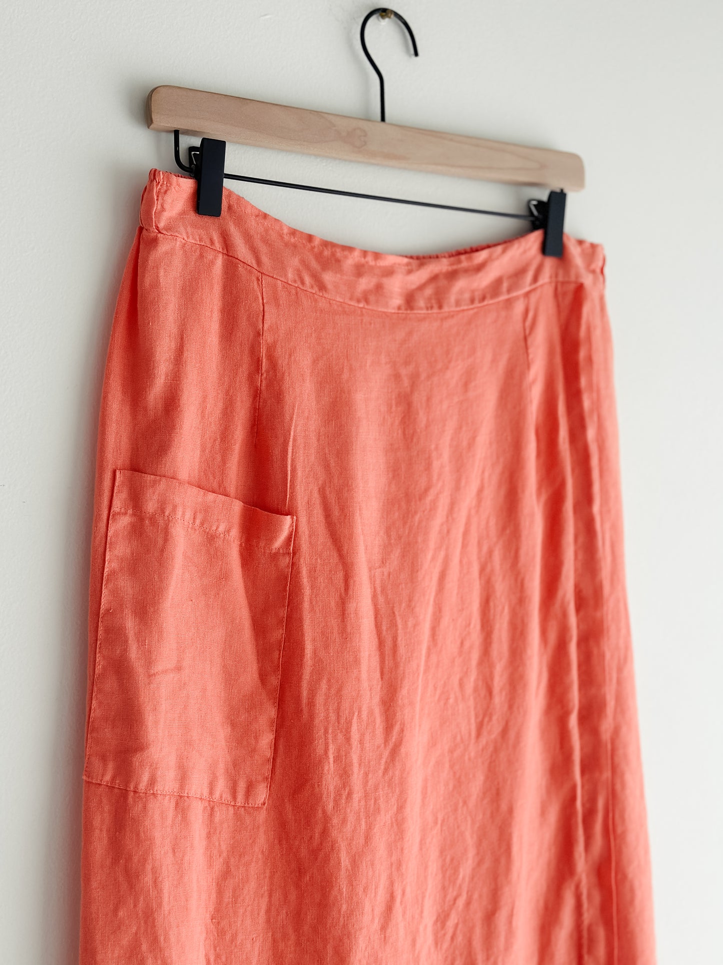 vintage persimmon linen wrap skirt (M/L)