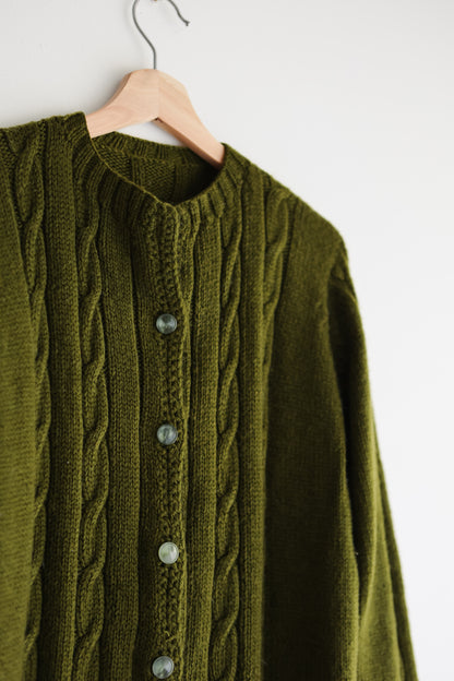vintage olive wool cardigan (S/M)
