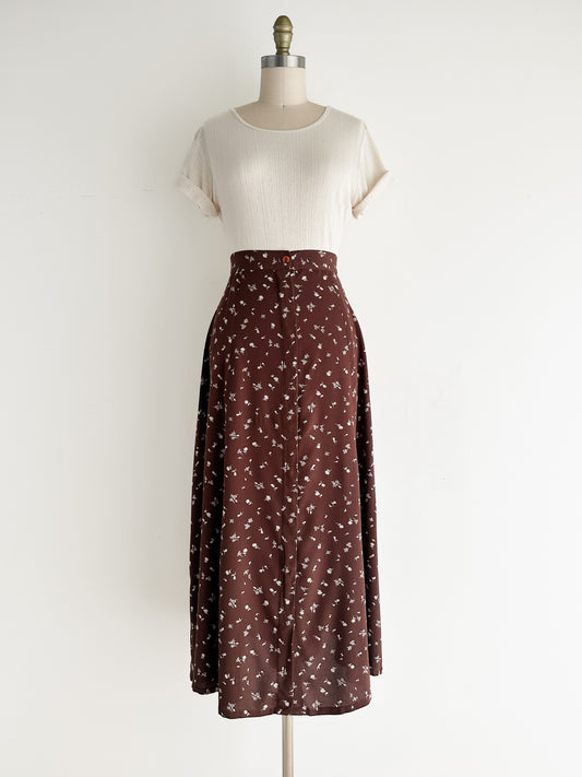 vintage botanical midi skirt (M)