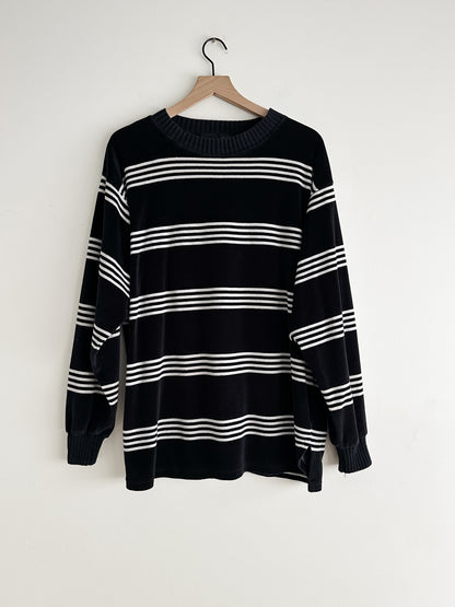 vintage striped velour sweatshirt (L)