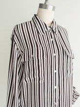 Load image into Gallery viewer, vintage brown stripe silk shirt (M/L)
