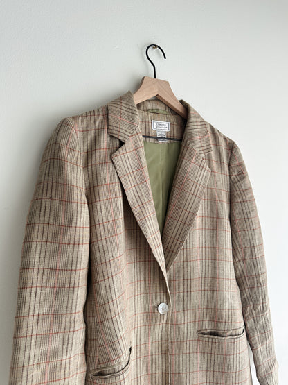 vintage spring plaid linen blazer (M)