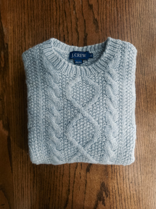 vintage J Crew powder blue wool cable knit sweater (S)