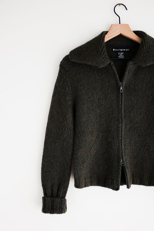 vintage olive wool cardigan (S)
