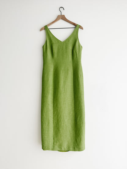 vintage lime linen dress (M)