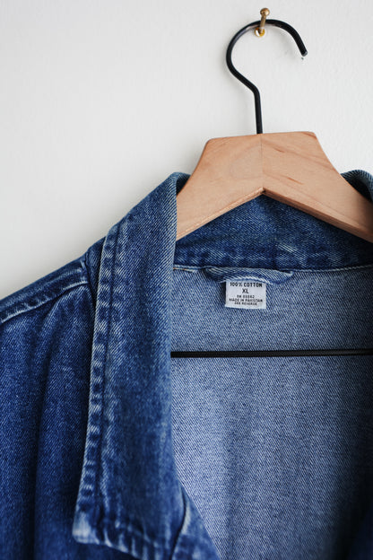 vintage denim trench coat (L)