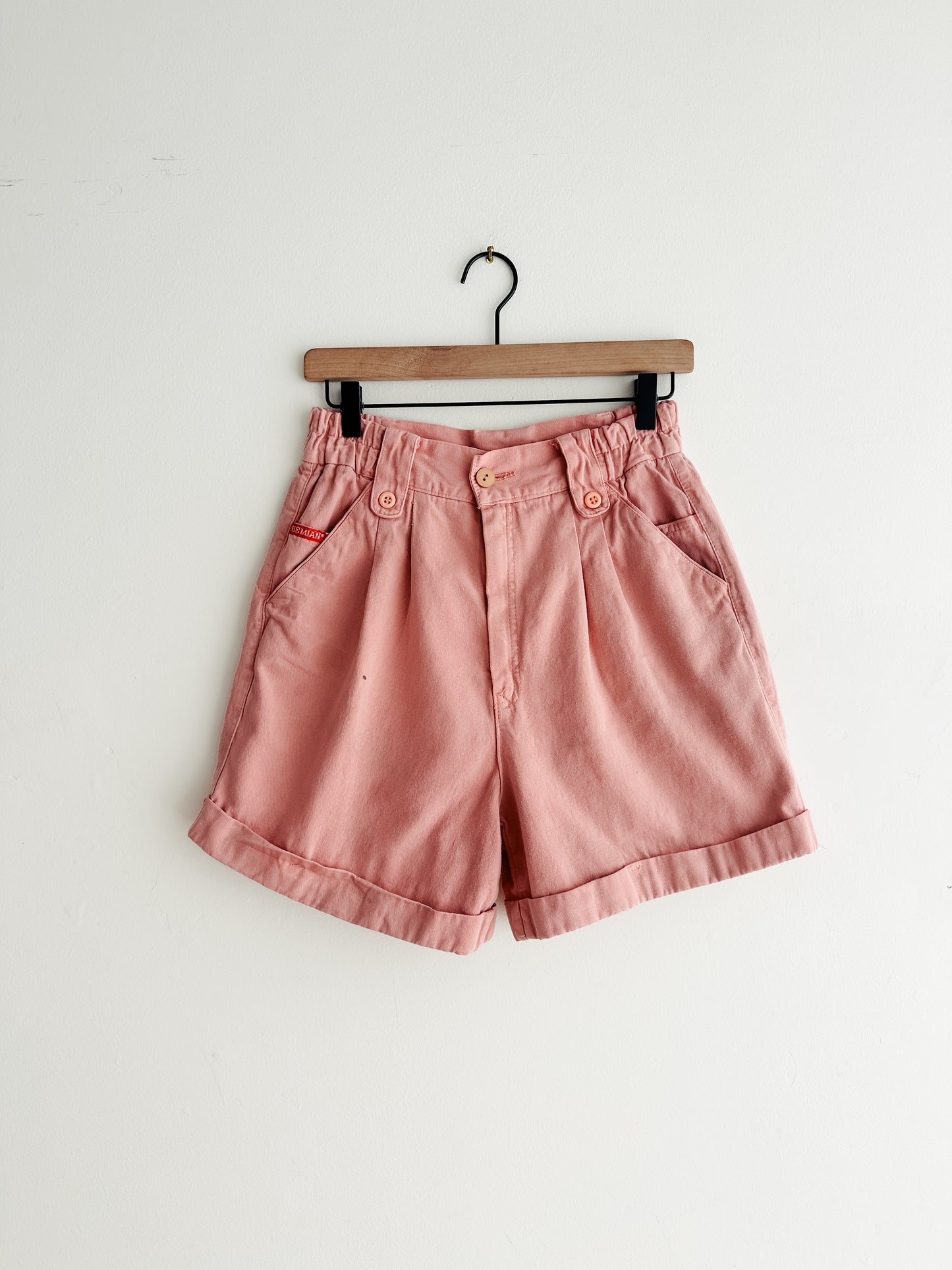 vintage blush cotton pleated shorts (M)