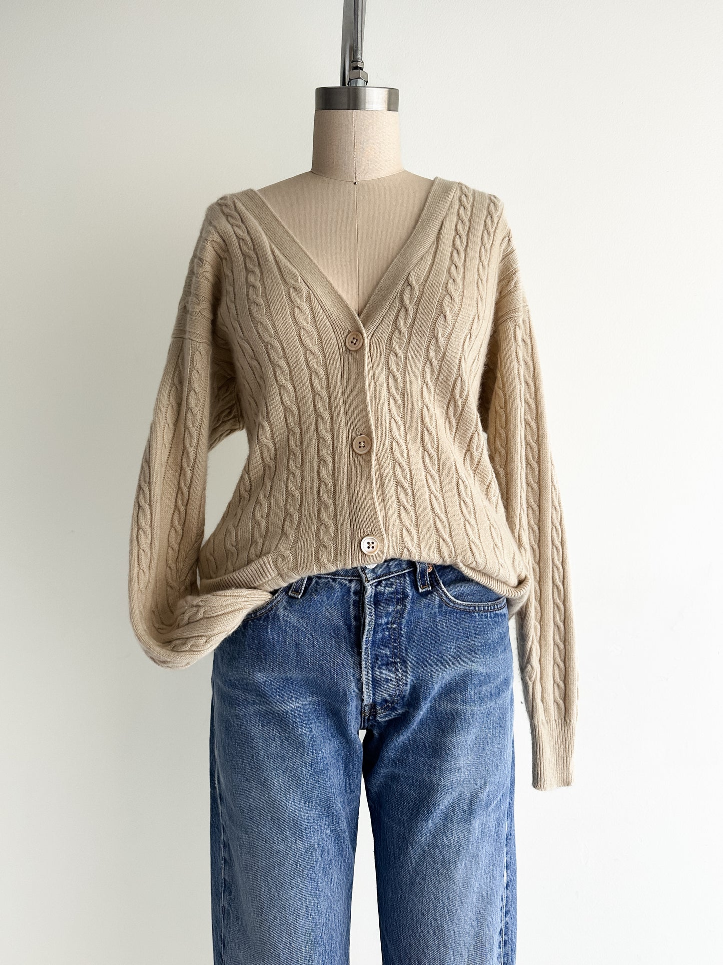 vintage cable knit cashmere cardigan (S/M)