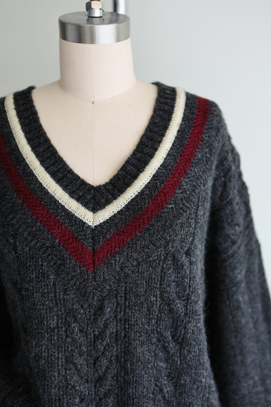 vintage charcoal wool sweater (L)