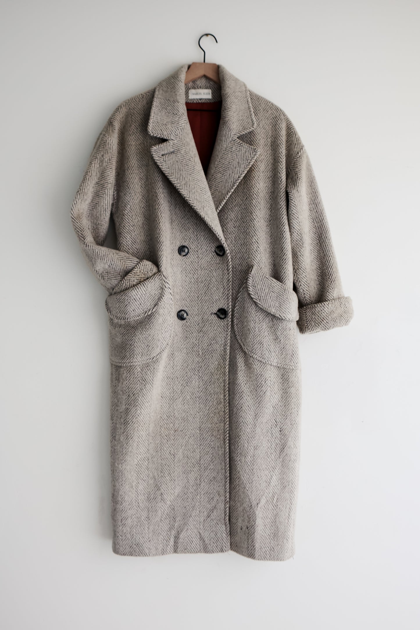 vintage herringbone wool coat (M/L)