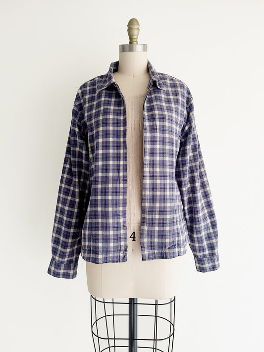 vintage plaid flannel jacket shirt (M)