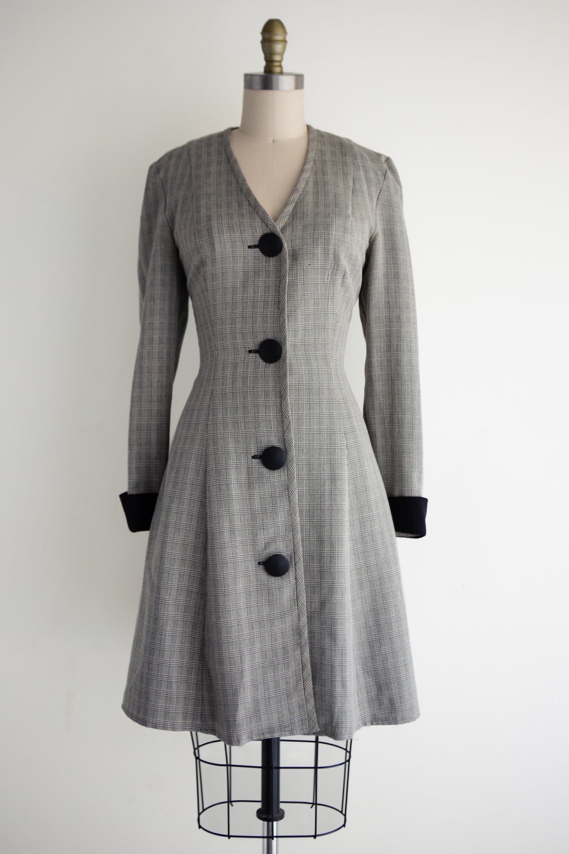 vintage plaid coat dress (S) - Main Image