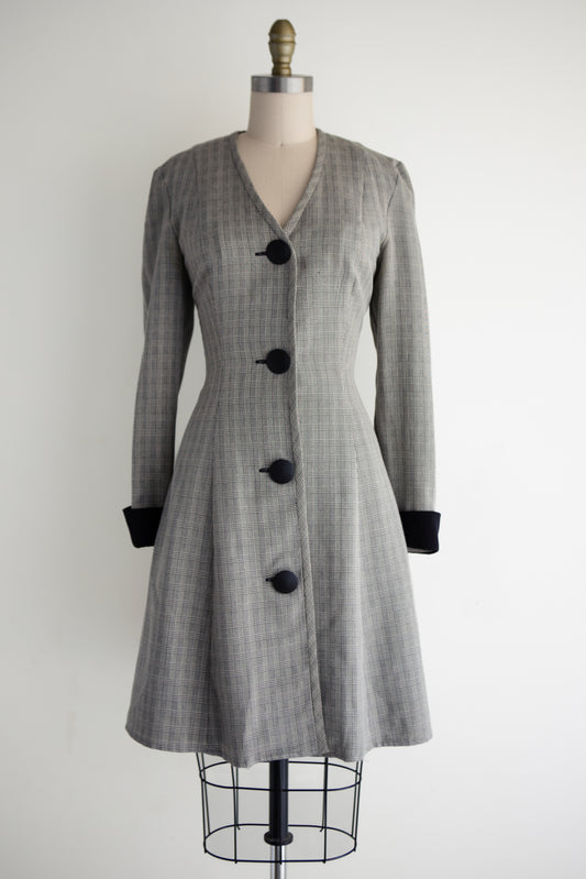 vintage plaid coat dress (S)