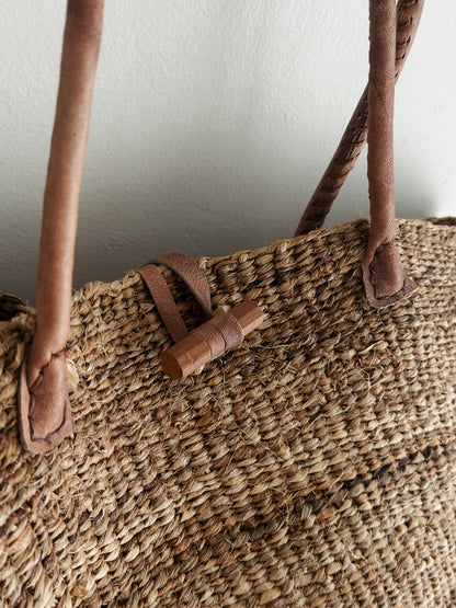 vintage jute tote bag