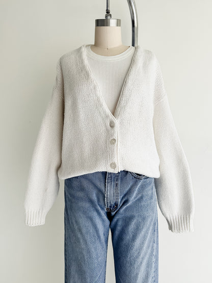 vintage white cotton cardigan (L)