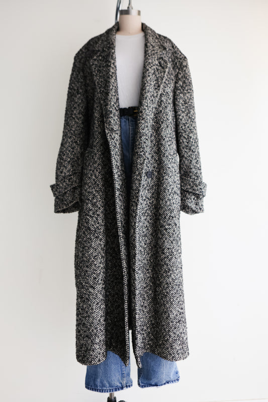 vintage tweed wool coat (L)