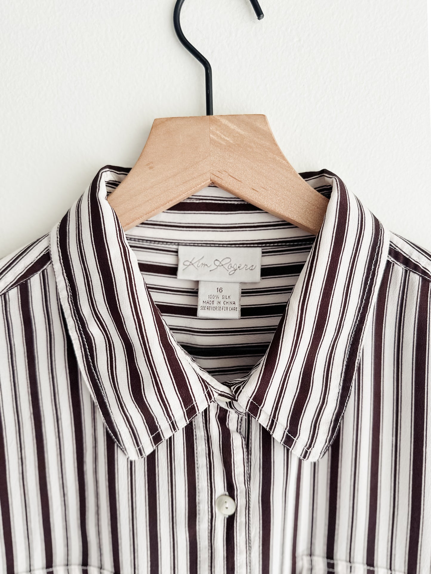 vintage brown stripe silk shirt (M/L)