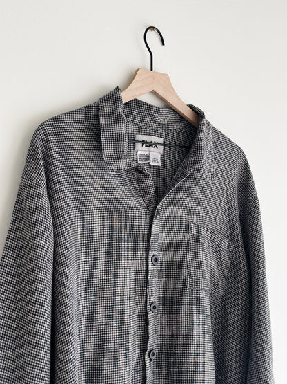 vintage FLAX check linen shirt (L)
