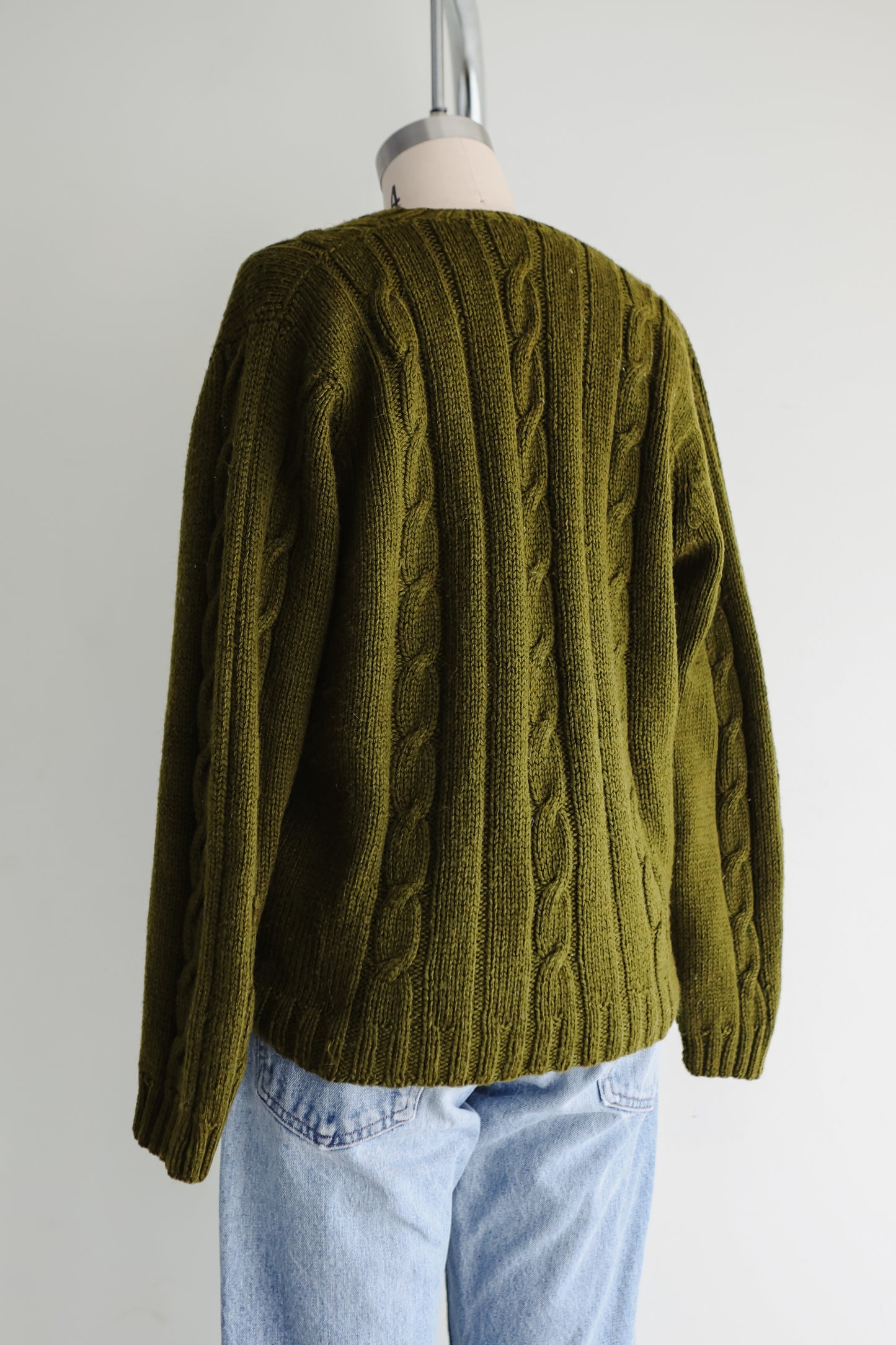vintage olive wool cardigan (S/M)