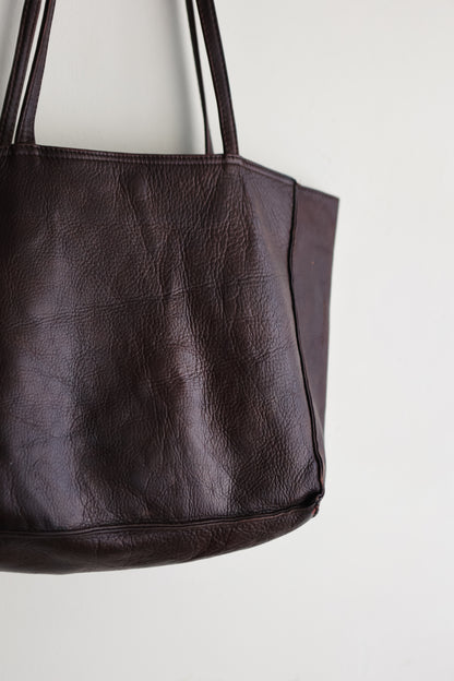 vintage espresso leather tote