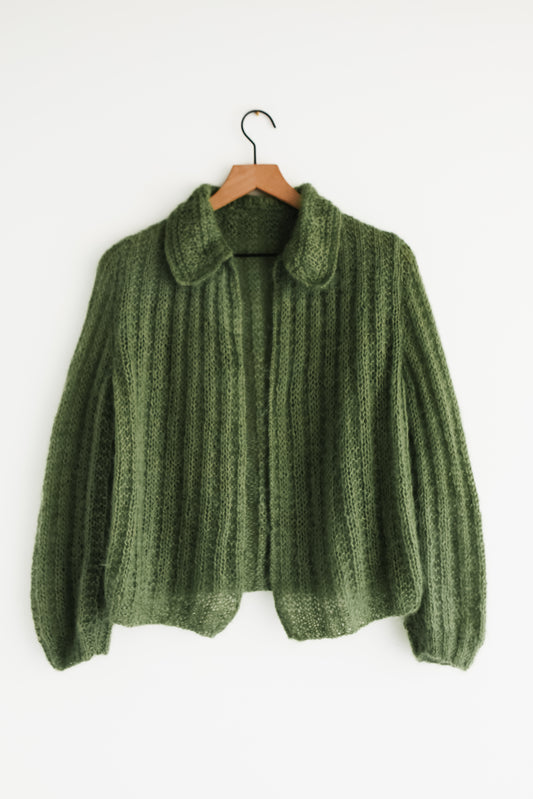 vintage avocado mohair cardigan (M)