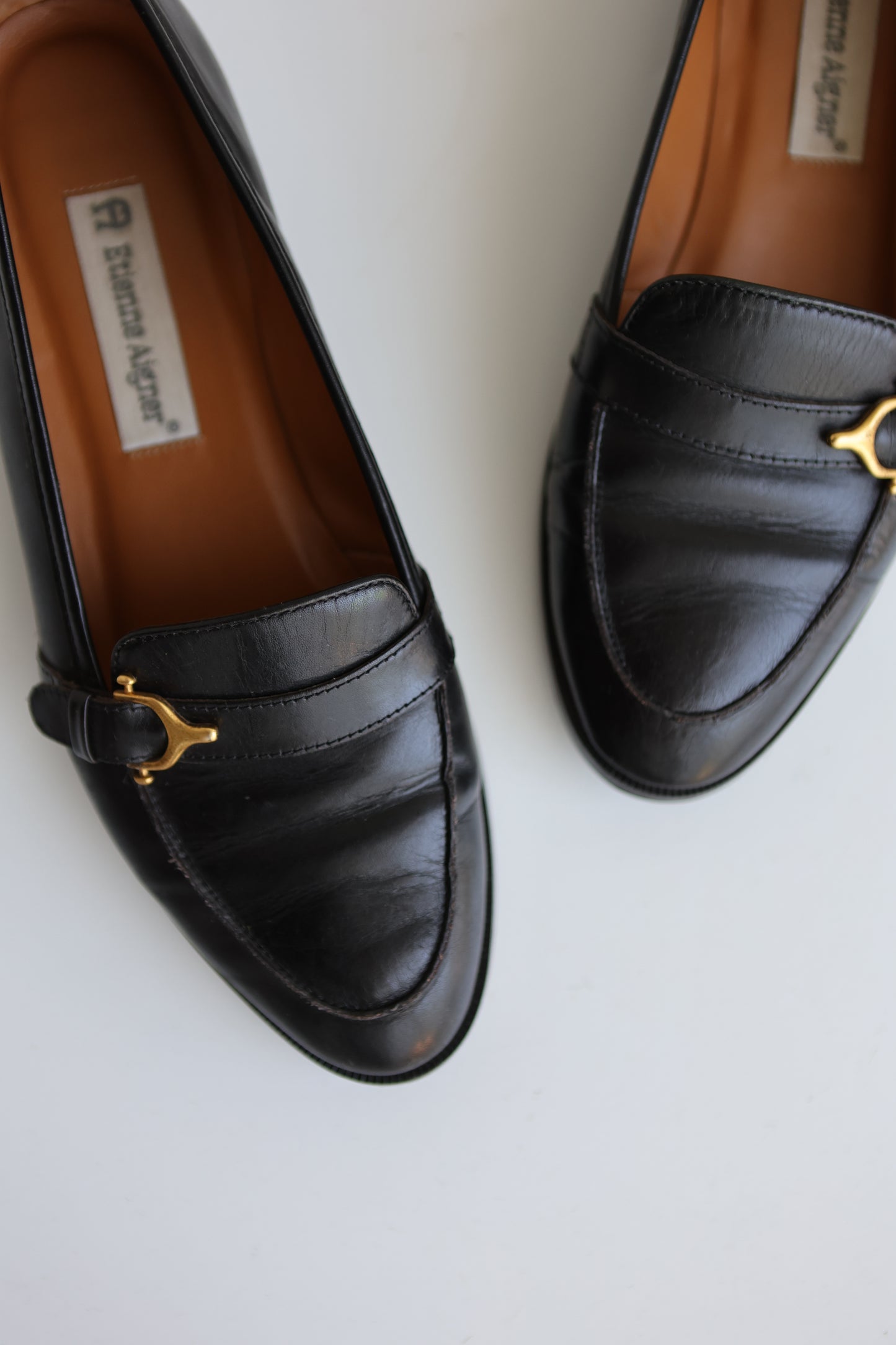 vintage black leather loafers (8)