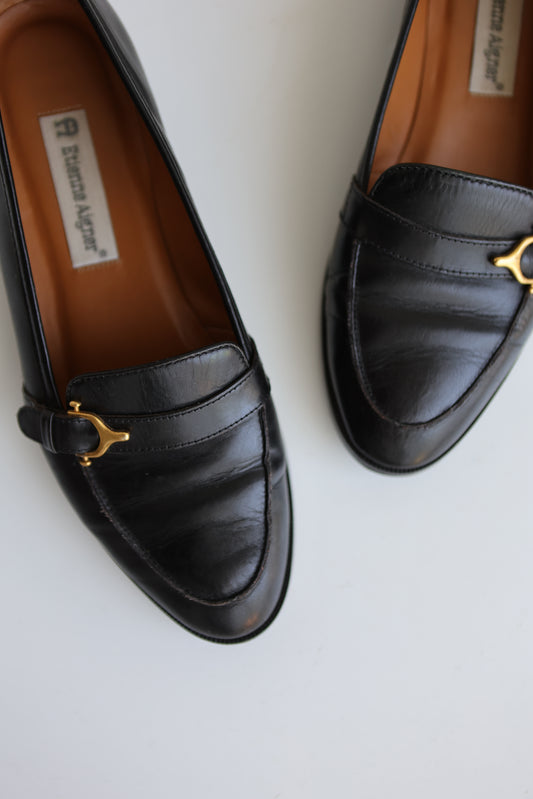 vintage black leather loafers (8)