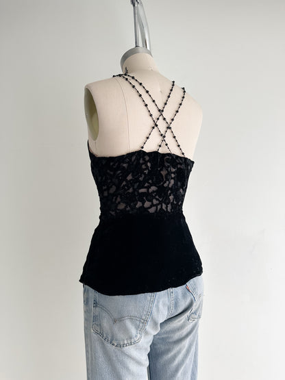 vintage black velvet camisole (S)