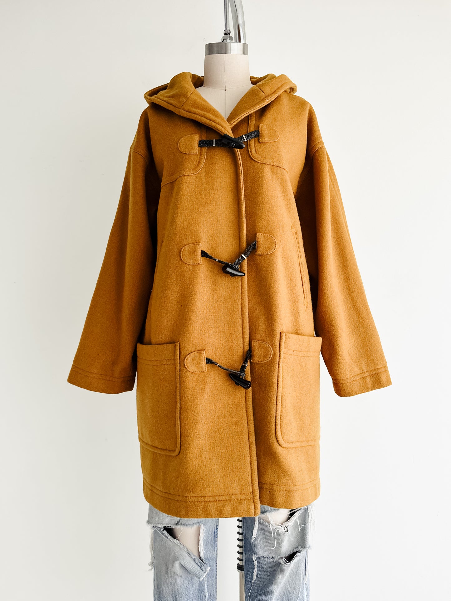 vintage ochre wool duffle coat (M/L)