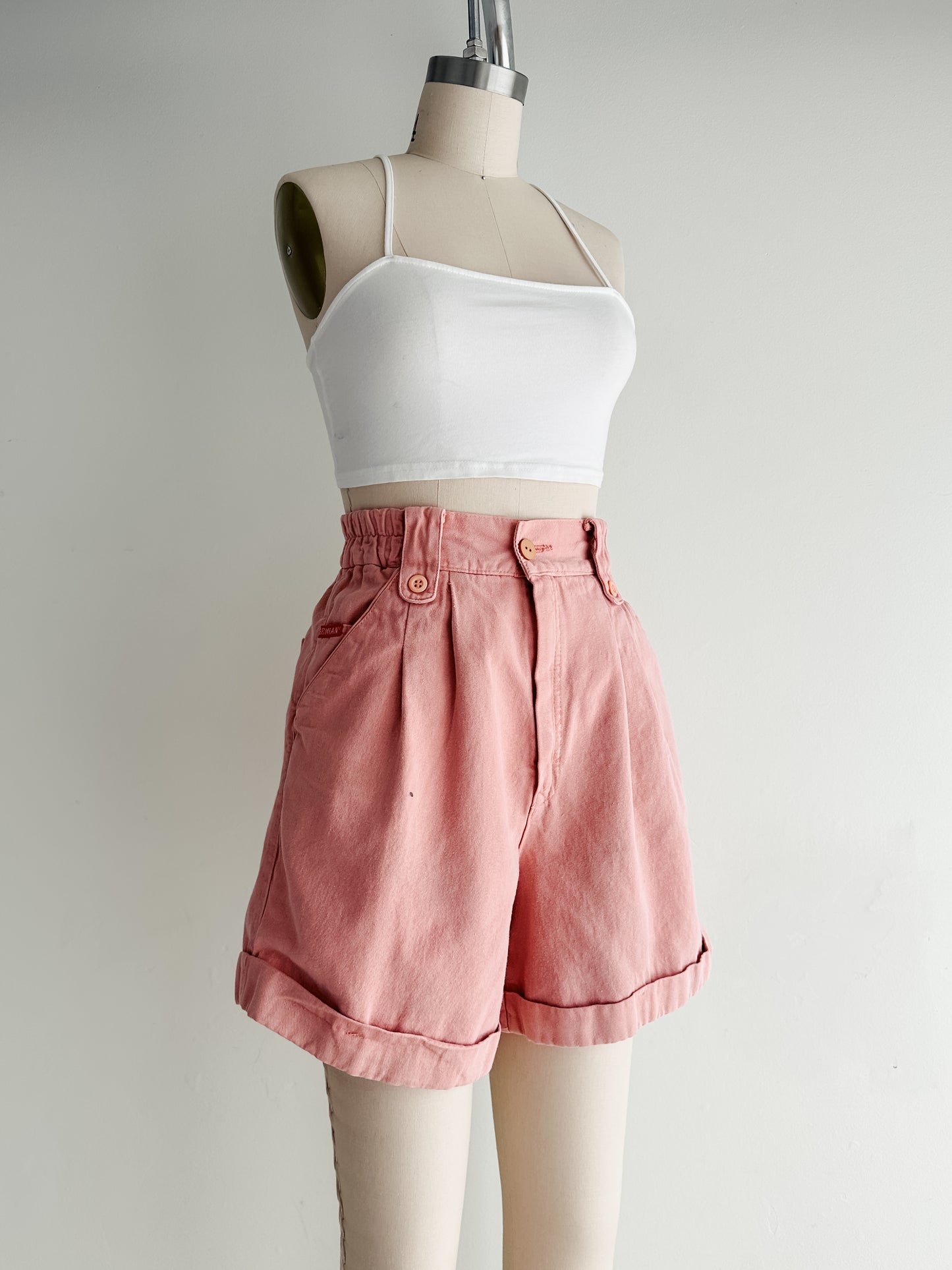 vintage blush cotton pleated shorts (M)