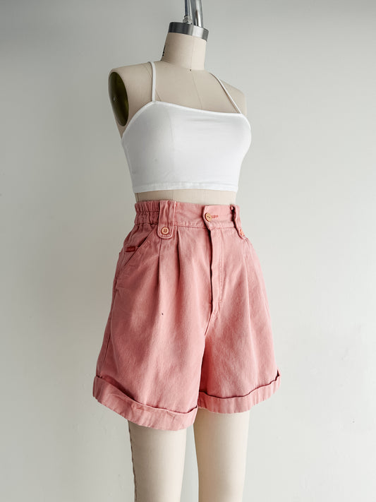 vintage blush cotton pleated shorts (M)