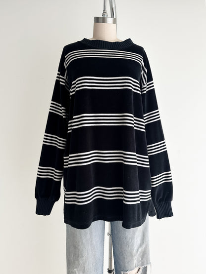 vintage striped velour sweatshirt (L)