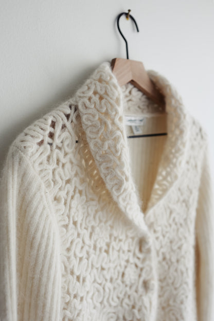 vintage cream angora cardigan (S/M)