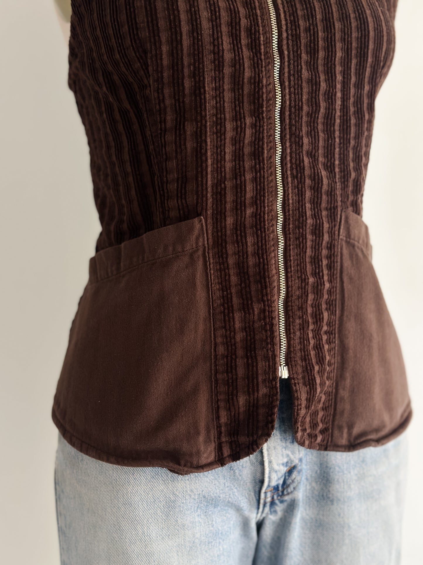 vintage chocolate corduroy top (M)