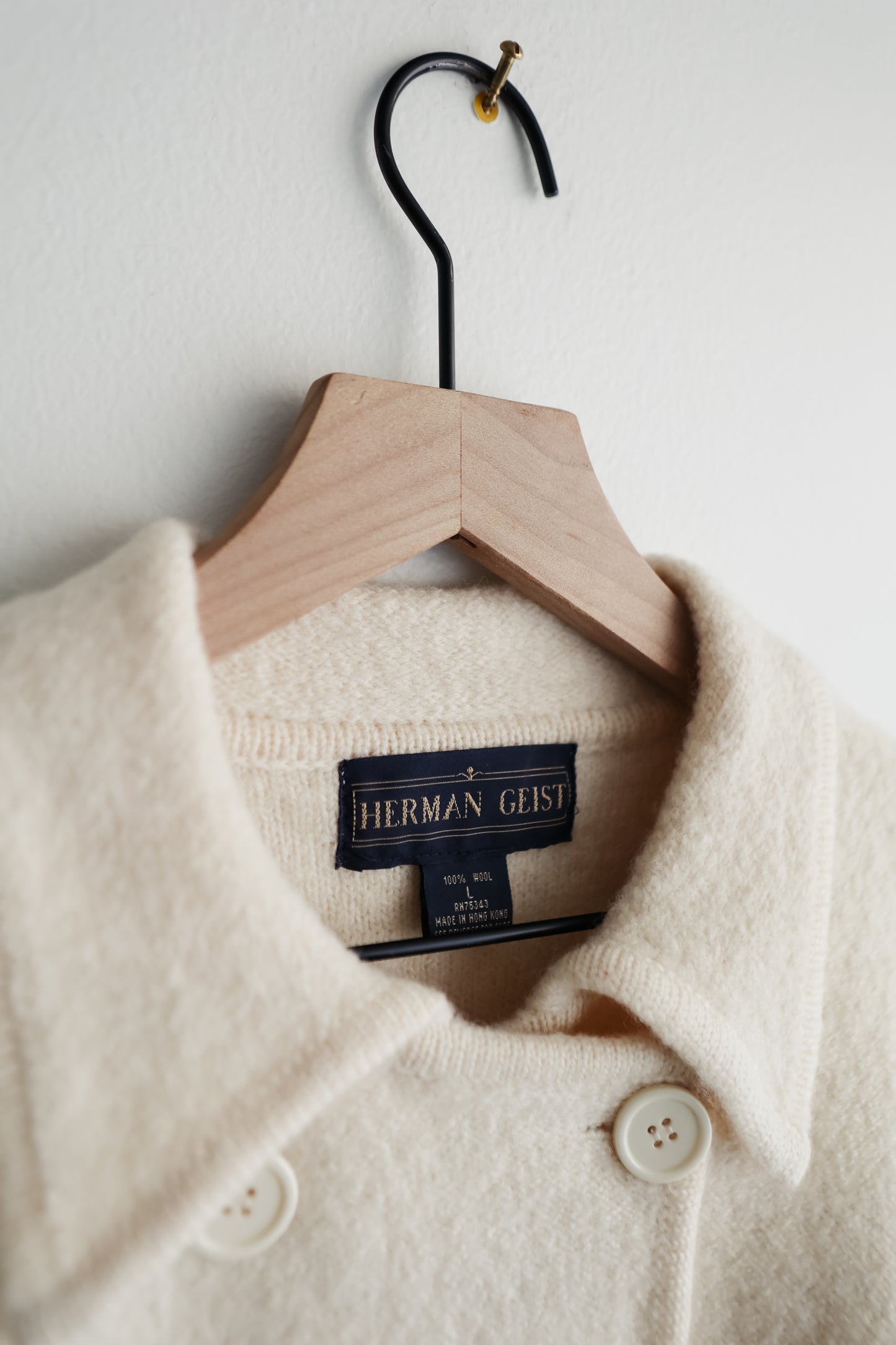 vintage cream wool cardigan (L)