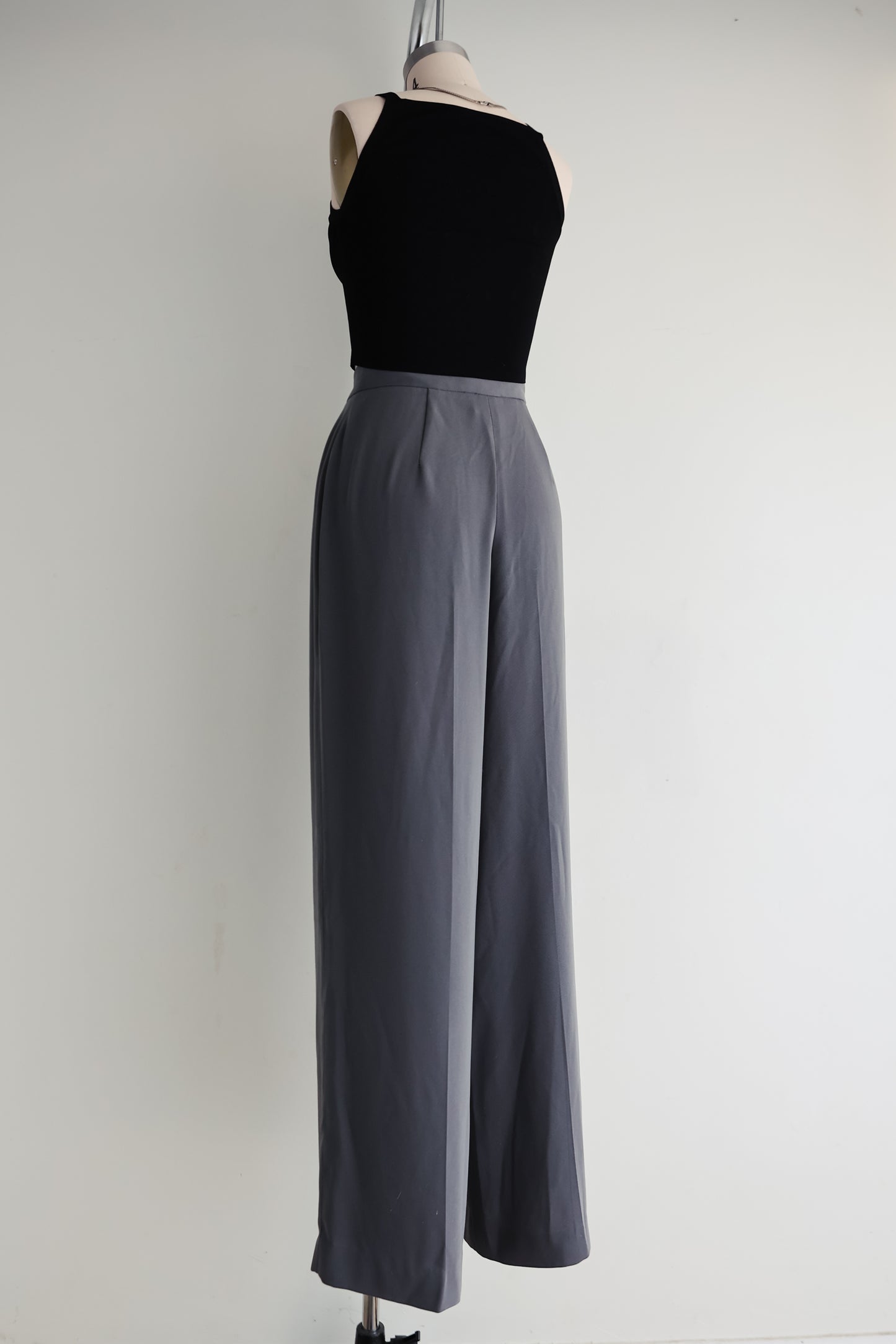 vintage wide leg crepe pants (S)