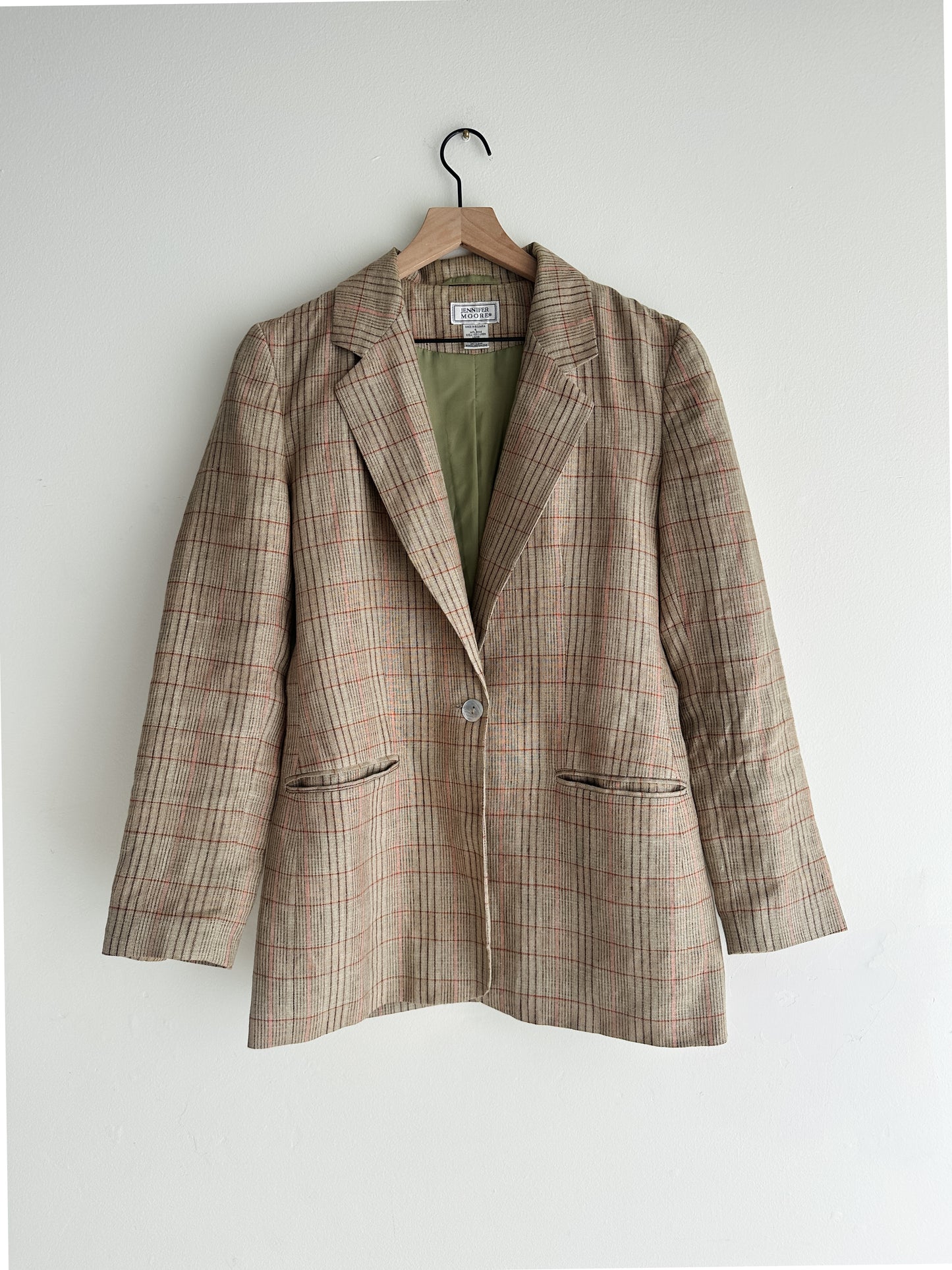 vintage spring plaid linen blazer (M)